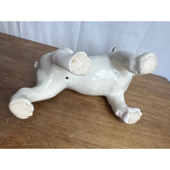Vintage Bulldog Figurine 11" x 7" Painted Porcelain White Gray Dog Standing GUC - Picture 7 of 10